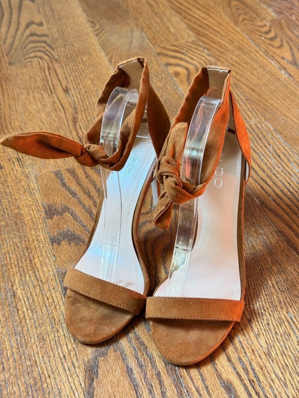 ALDO Women’s Size 9 Brown Suede Ankle Tie Stiletto Heels Open Toe Sandals